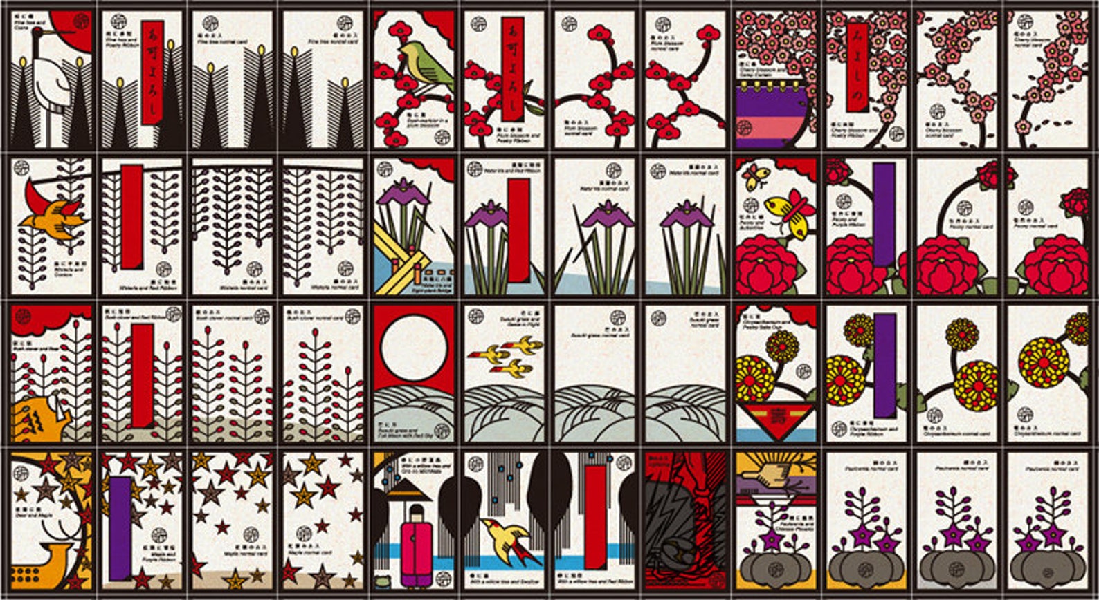 Hanafuda Japanese Flower Cards Hanakaruta Handmade Etsy