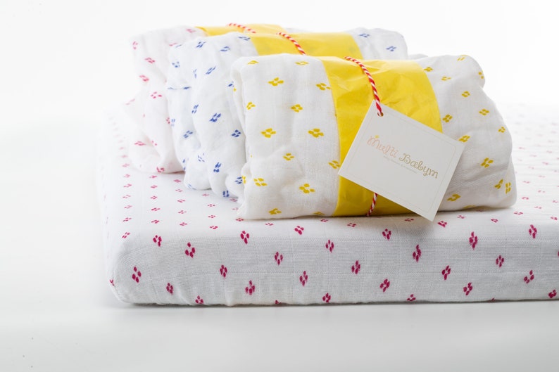 White and Yellow Vintage Print Soft Bamboo Fitted Crib Sheet