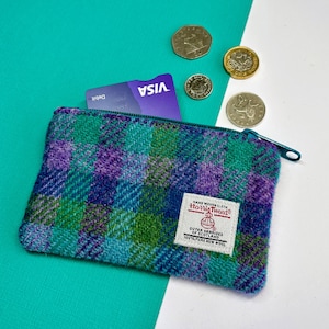 Harris Tweed Coin Purse: Purple Green Scottish Change Pouch