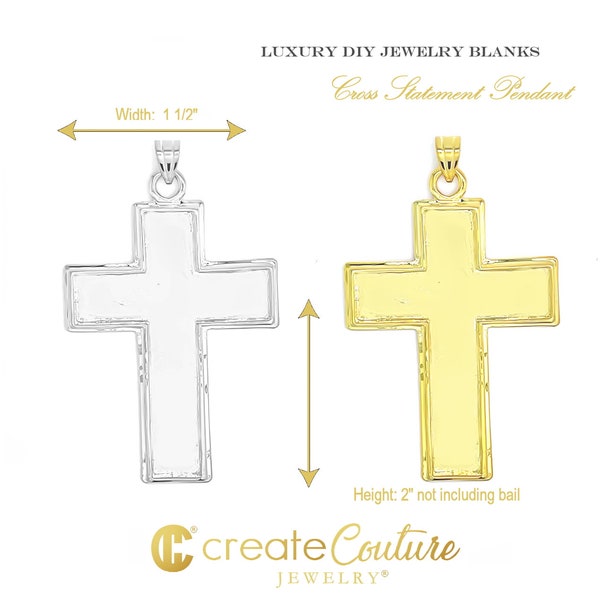 Luxury DIY Statement Cross pendant cabochon blank setting tray. QUALITY designer jewelry for resin polymer clay jewelry making blanks