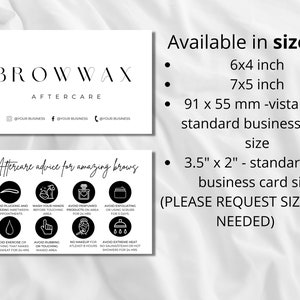 Brow Wax Aftercare Card, Wax Aftercare Card, Brow Wax Care Instructions