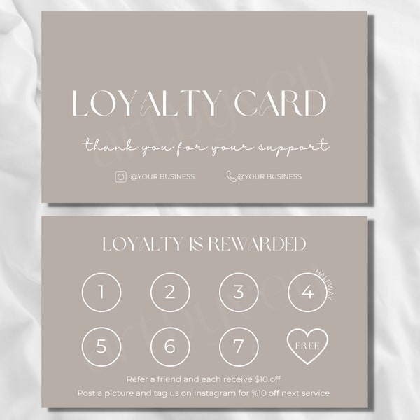 Loyalty Card Template, Minimalistic Loyalty Card, Small Business Loyalty Card, Customer Loyalty Card, Instant Download Template