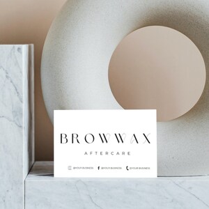 Brow Wax Aftercare Card, Wax Aftercare Card, Brow Wax Care Instructions
