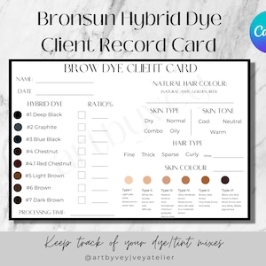 Wenkbrauwverf Klantrecordkaart, Brow Tint Recordkaart, Bronsun Dye Recordkaart, Bronsun Dye Klantkaart, Wenkbrauwverf Klantrecordkaart, Canva