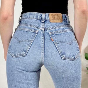 XS/24/25 Vintage 506 Student Fit Light Medium Wash Orange Tab Slim Fit Straight Leg Levis