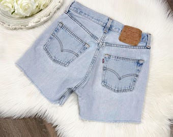 XS/25 Vintage 501 Light Wash Slim Fit Levis Cutoff Shorts