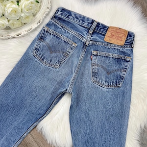 Sz 25/26 Vintage 501 Medium Wash Slim Fit Gerades Bein Levis