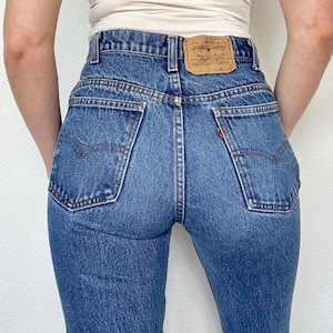 Sz 27 Vintage 80s 509 Medium Wash Orange Tab Slim Fit Straight Leg Levis