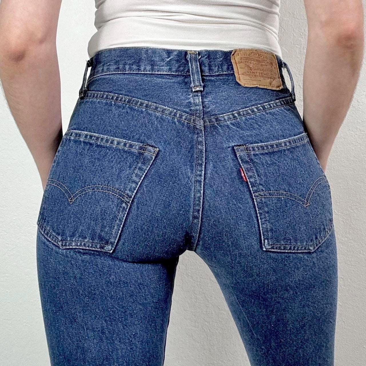 LEVIS premium ファーストタイプ モダンシルエット XS/25 Vintage 70s 501 Medium Dark Wash Selvedge Redline Slim