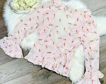 トップス yilon little flower chiffon blous Little flower chiffon blouse – YILON