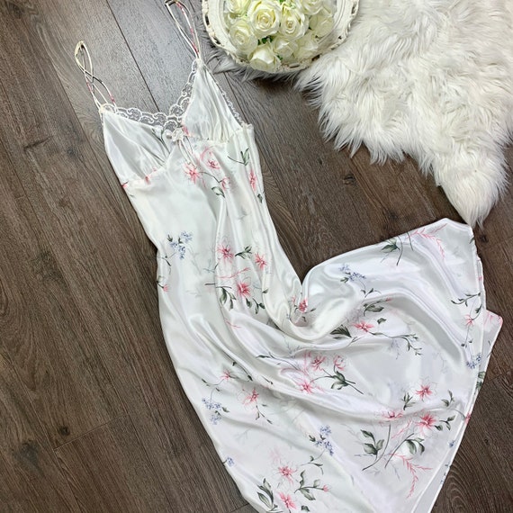 Sz S/M Vintage Christian Dior Silky White Floral P