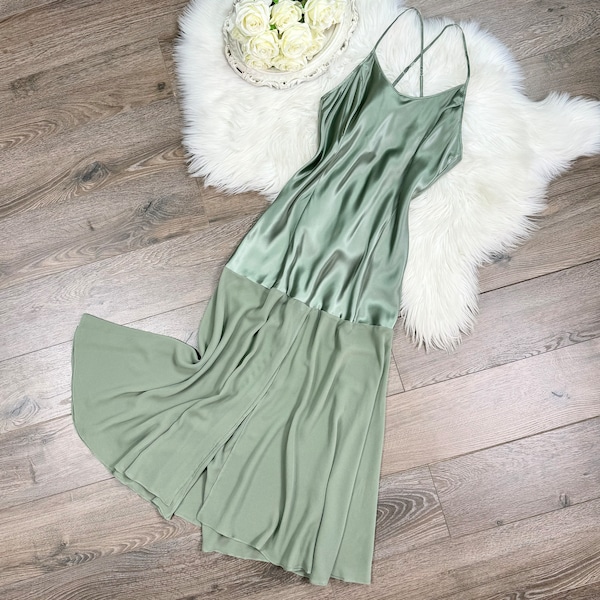 Light Olive Green Silk Slip Dress main image 0