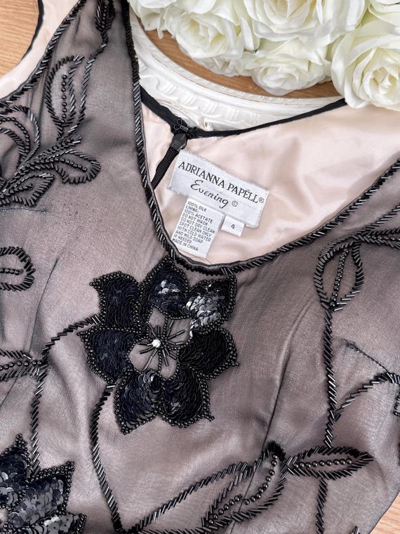 Sz 4//small Vintage Y2K Adrianna Papell Black Pure Silk Beaded Formal Prom  Dress - Etsy