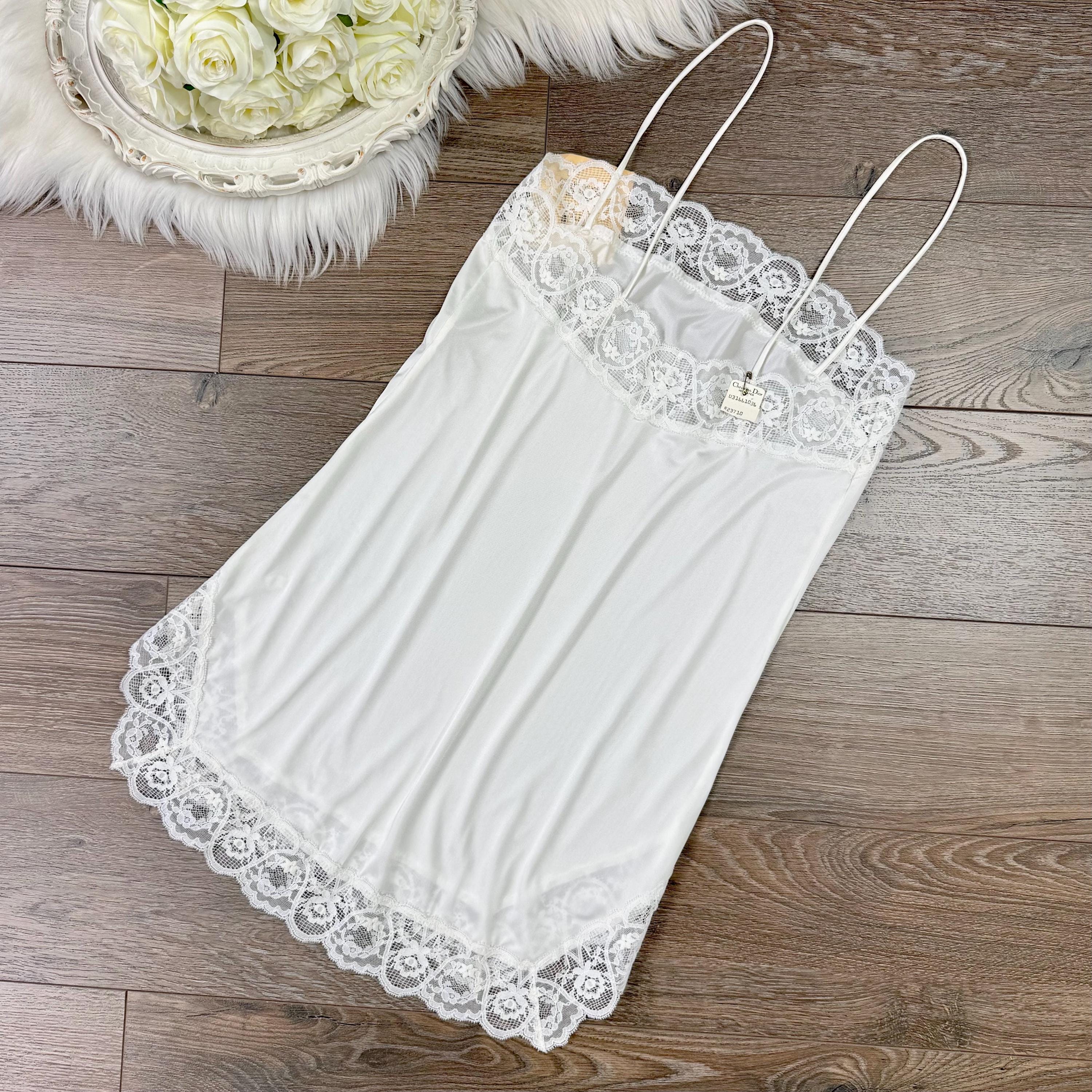 Sz XS Vintage 80s Christian Dior Deadstock White Silky Lingerie