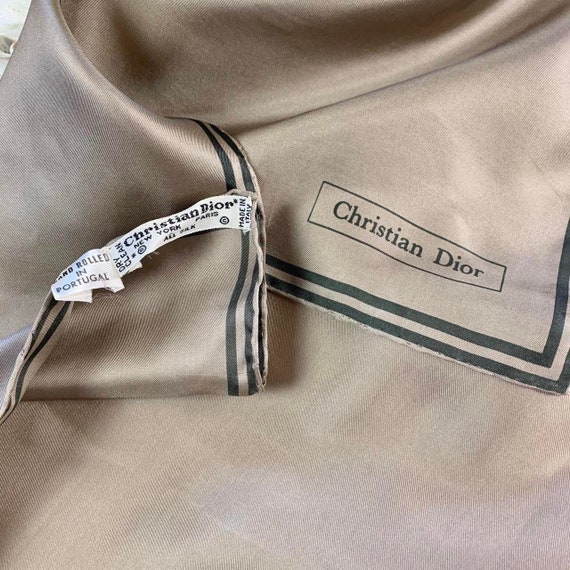 Vintage Christian Dior Pure Silk Tan and Olive Gr… - image 3