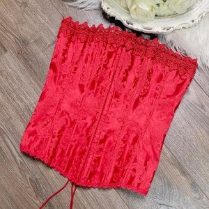 Sz 34//S/M Vintage Y2K Red Frederick’s of Hollywood Floral Print Lingerie Corset