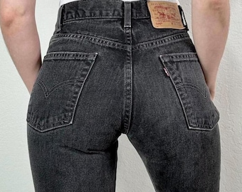 Maat 28, Vintage 505, zwarte slim-fit pasvorm, rechte pijpen Levis