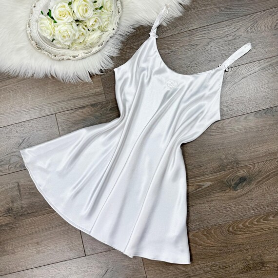 Sz M Vintage 90s Oscar De La Renta Silky White Lingerie Slip Dress - Etsy  Israel