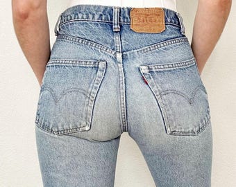 Sz 28 Vintage 70s 80s 505 Light Medium Wash Slim Fit Straight Leg Levis