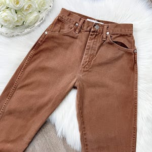 XS/25 Vintage Wrangler Brown High Waisted Slim Fit Straight Leg Jeans image 4