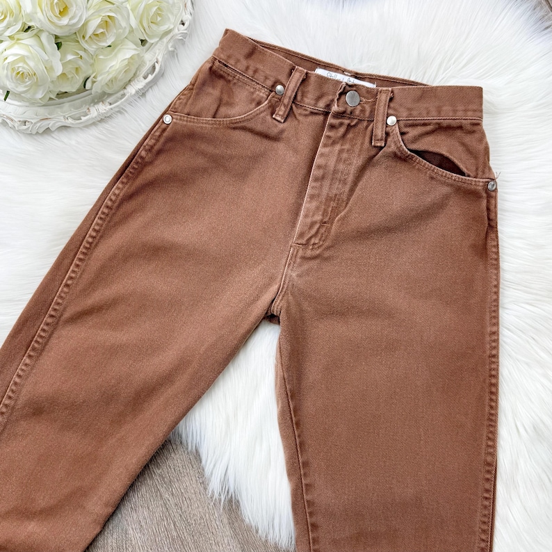 XS/25 Vintage Wrangler Brown High Waisted Slim Fit Straight Leg Jeans image 4