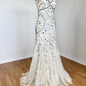 Sz 2 Vintage Y2K Sue Wong Ivory Beaded Lace Formal Wedding Prom Dress - Etsy