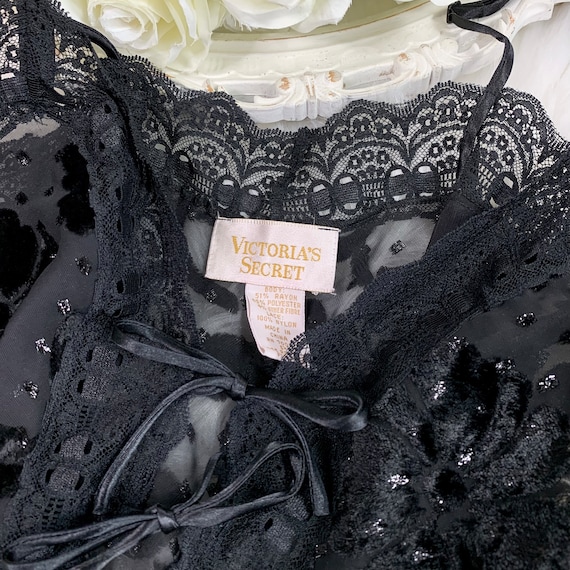 Sz XS Vintage Victorias Secret Gold Label Black Velvet Burnout Lingerie  Teddy Bodysuit -  Canada