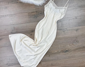 Sz S Vintage Christian Dior Navy Blue Silky Lingerie Slip