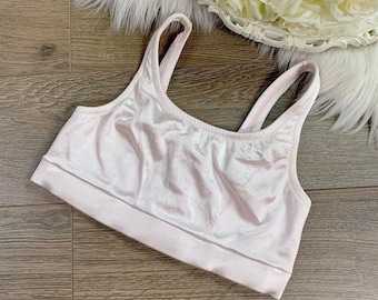 Sz S/M Vintage Christian Dior Pink Stretch Satin Sports Bra