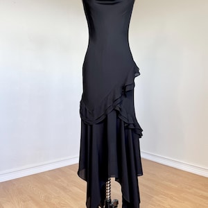 Sz 6/8 // S/M Vintage Y2K Ralph Lauren Schwarze Reine Seide Party Cocktailkleid