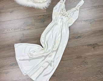 Vestido lencero de seda para novia, estilo vintage de los años 90, de Victoria's Secret, color blanco, talla XS