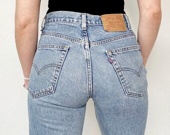 Sz 28/29 Vintage 505 Light Medium Wash Slim Fit Straight Leg Levis