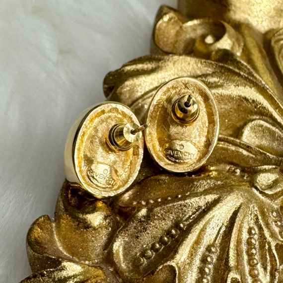 Vintage Givenchy Periwinkle Gold Oval Pierced Stu… - image 5