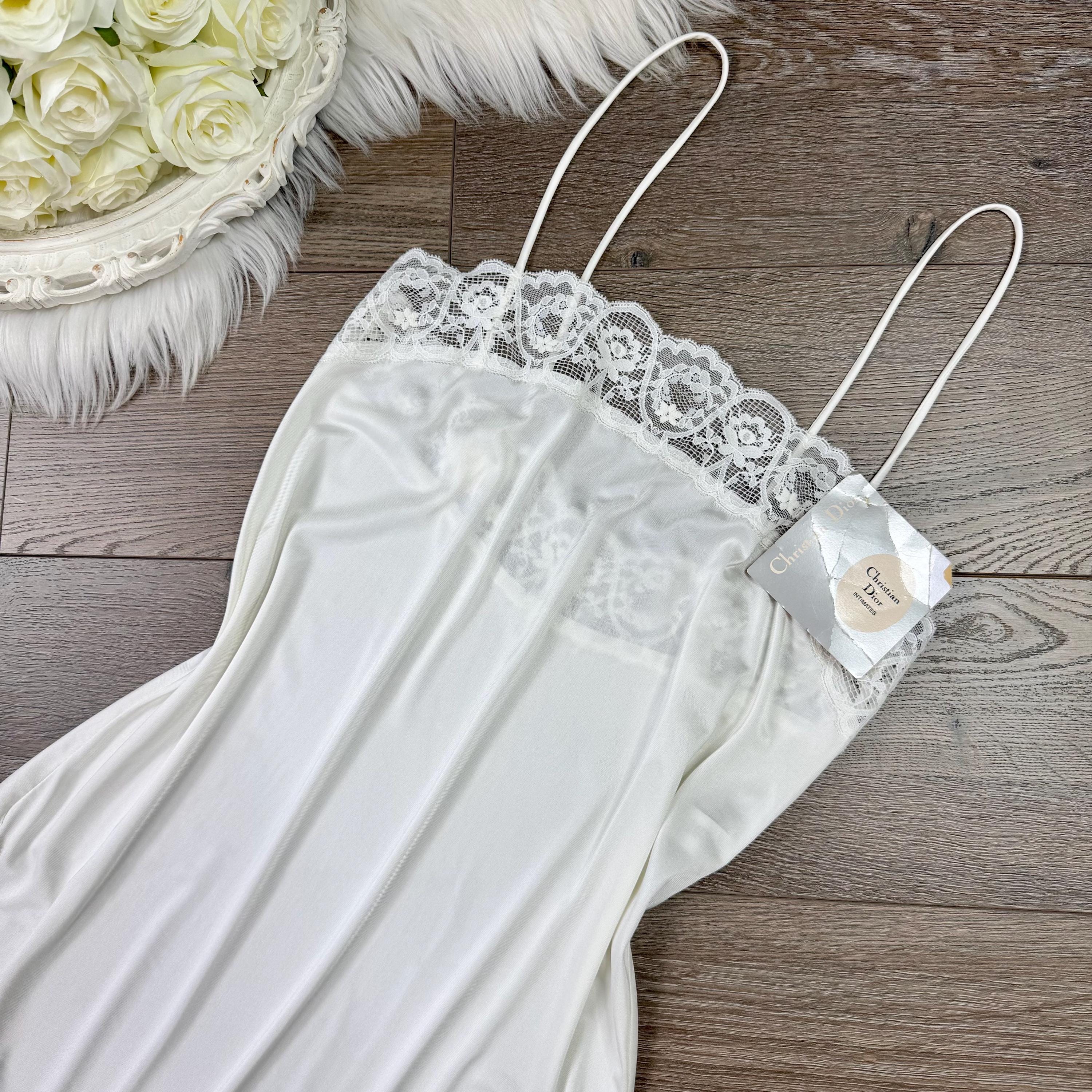 Sz XS Vintage 80s Christian Dior Deadstock White Silky Lingerie