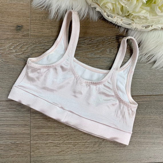 Sz XS-M Vintage Christian Dior Pink Stretch Satin Sports Bra