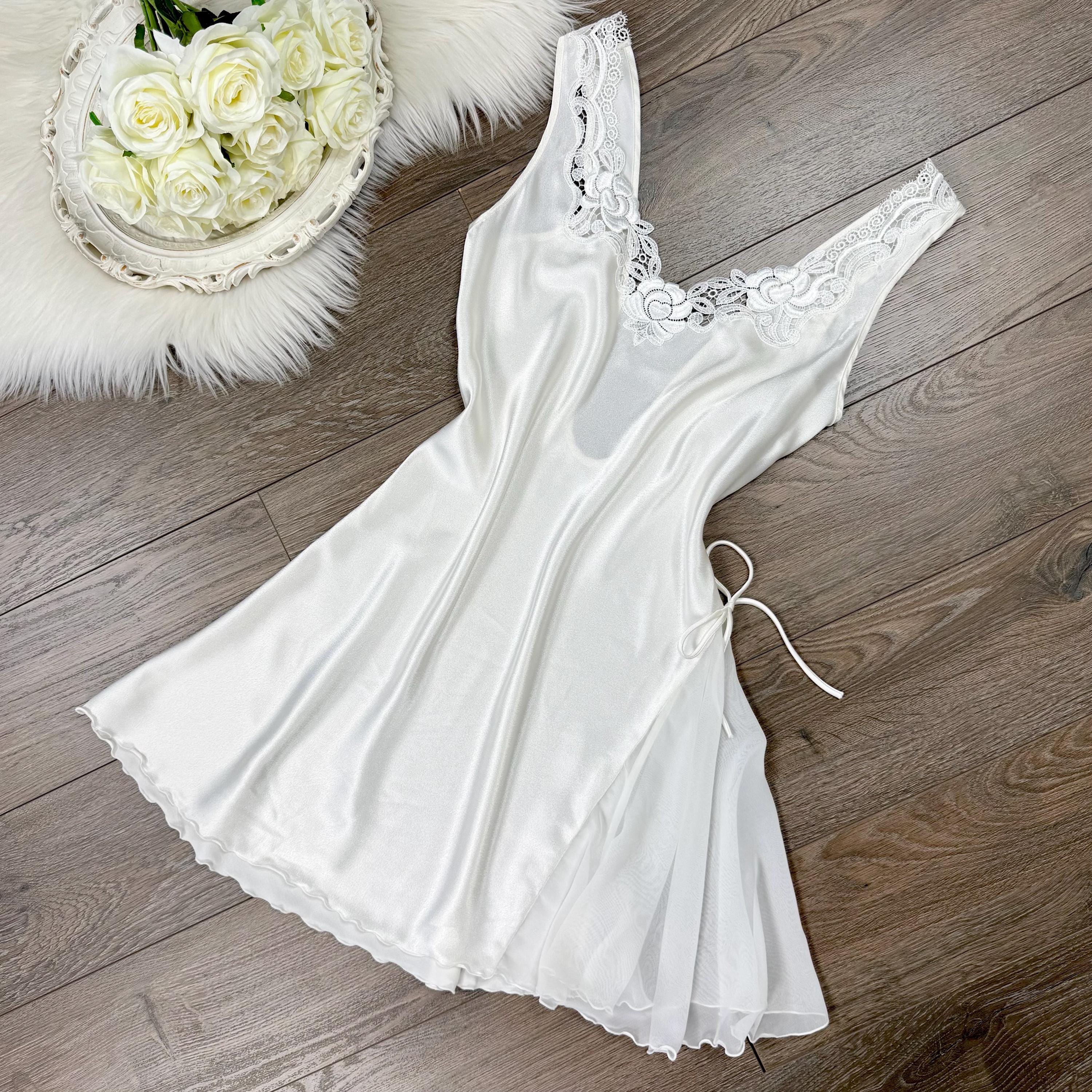 Demi-slip Vintage Sliperfection – Dentelle Florale Blanche, Taille 27-29 (M), Antron III