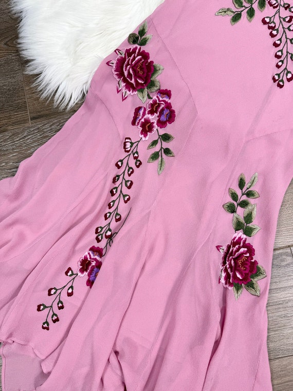 Sz 6 Vintage Y2K Sue Wong Pink Floral Embroidered… - image 9