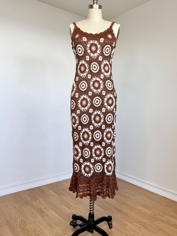 brown and white crochet dress Faherty Women's Seacoast Crochet Dress main image 1