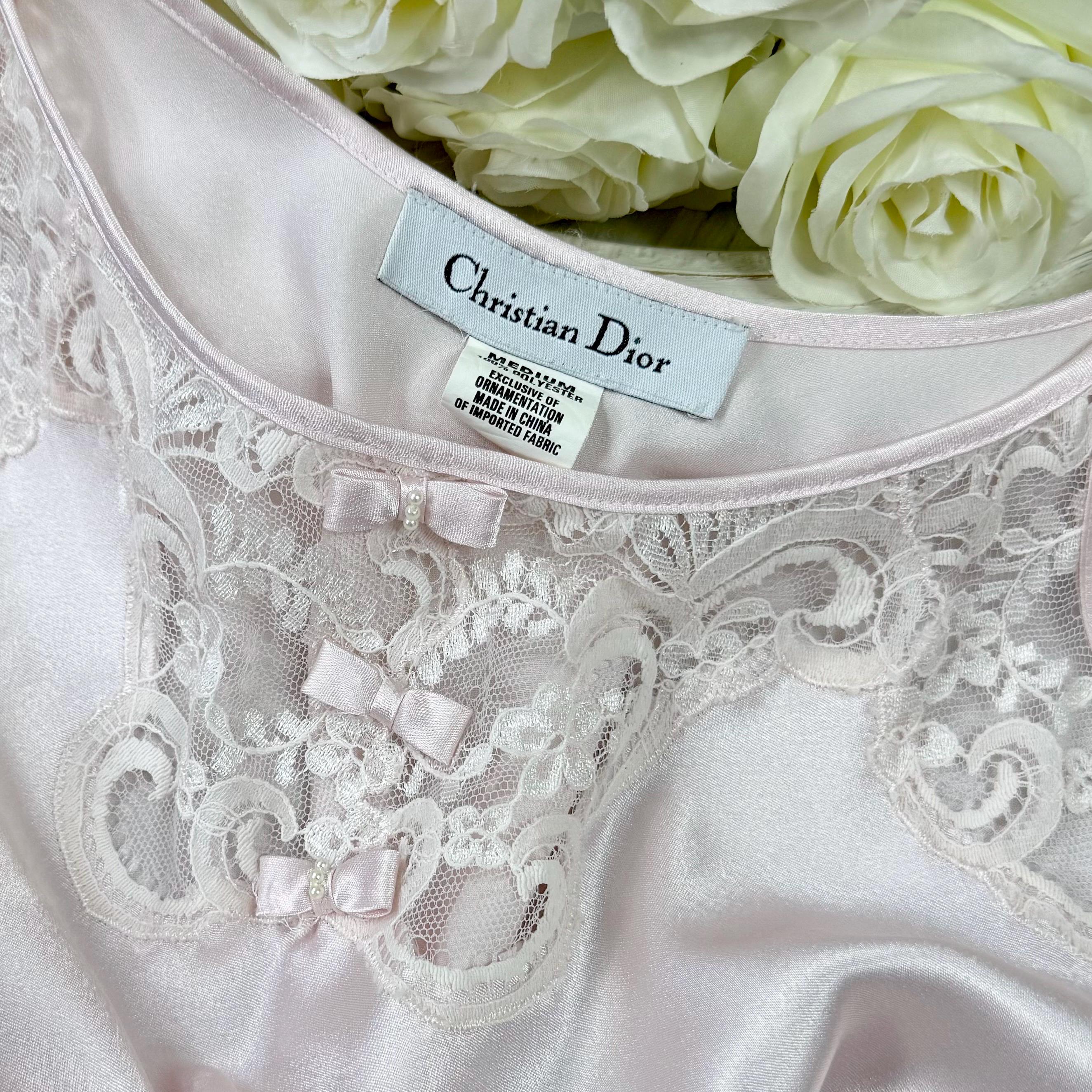 Sz S/M Vintage 90s Christian Dior Light Pink Silky Lingerie Slip