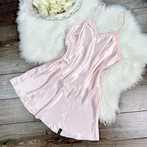 Vestido lencero rosa vintage de los años 90, Victoria&#39;s Secret Gold Label, talla M