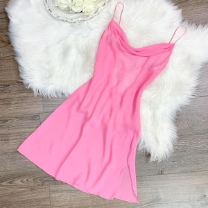 Sz XS Vintage Y2K Victorias Secret Pure Silk Pink Sheer Chiffon Lingerie Slip Dress