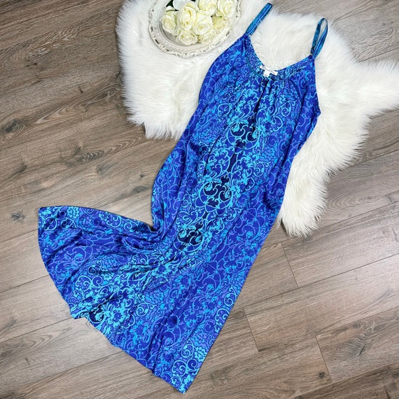 Robe nuisette bleue vintage Oscar de la Renta a imprime floral taille XL Etsy France
