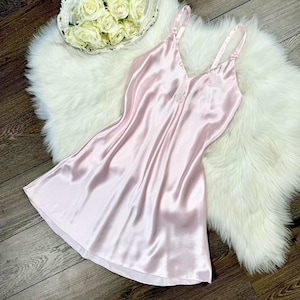 Sz XS Vintage 90er Jahre Christian Dior Rosa Seidiges Wäsche Slip Kleid