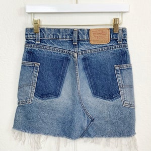 XS/24 Vintage 720 Altered Reworked Levis Medium Wash Slim Fit Denim Cutoff Skirt