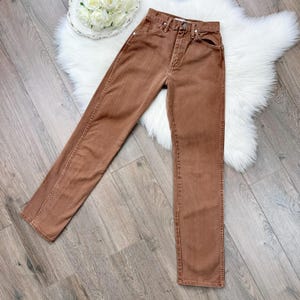 XS/25 Vintage Wrangler Brown High Waisted Slim Fit Straight Leg Jeans image 3