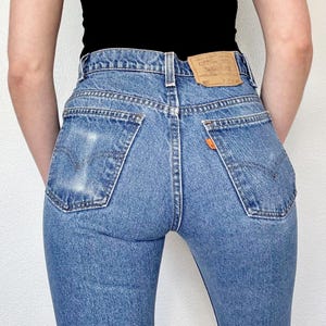 Sz 27 Vintage 517 Medium Wash Orange Tab Slim Fit Bootcut Flare Leg Levis
