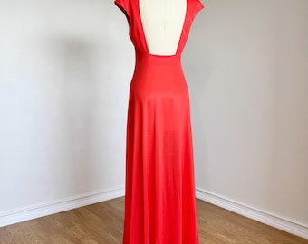 Sz S Vintage Miss Dior Deadstock Red Orange Nylon Silky Lingerie Slip Dress