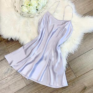 Sz M Vintage 90s Victorias Secret Pure Silk Lavender Purple Lingerie Slip Dress