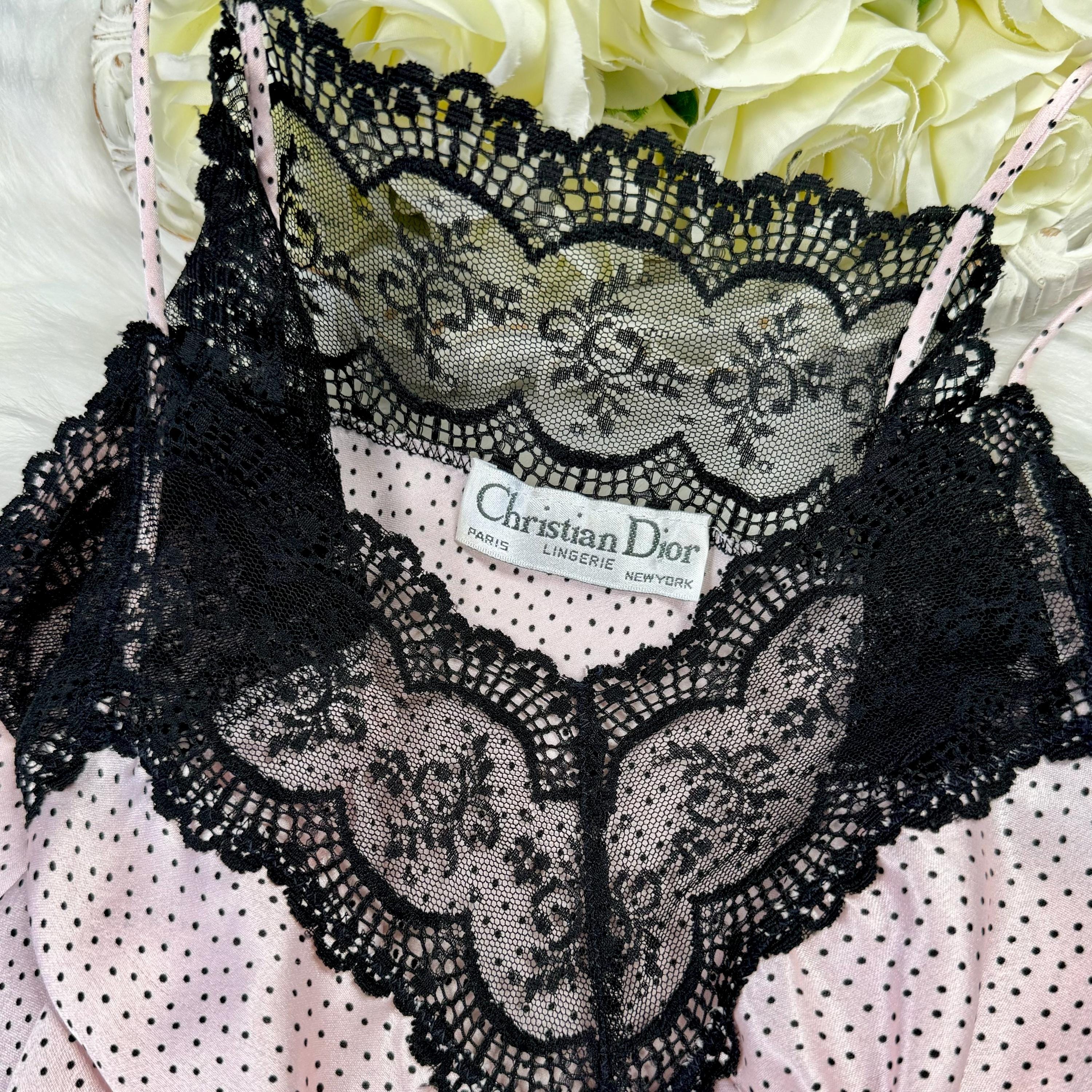 Sz XS/S Vintage Christian Dior Pink and Black Polka Dot Sz XS/S Vintage Christian Dior Pink and Black Polka Dot