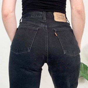 Sz 28 Vintage 891 Black Orange Tab High Waisted Tapered Leg Levis